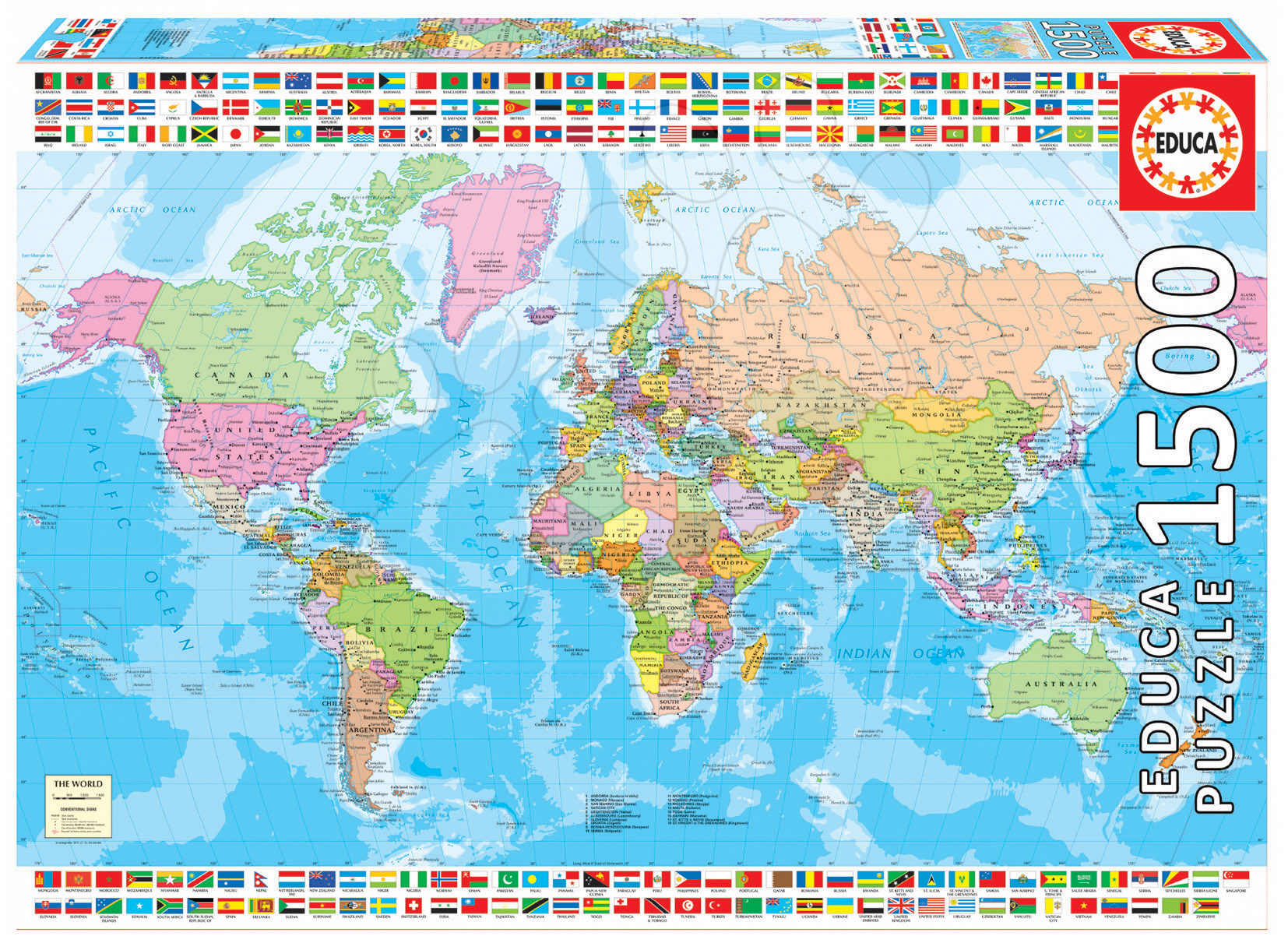 politicka mapa sveta Puzzle Politická mapa sveta Educa 1500 dielov politicka mapa sveta